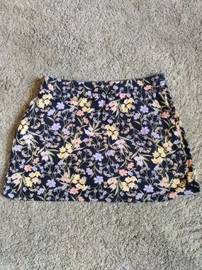 croft & barrow Navy Floral Mini Skirt with Pastel Blooms